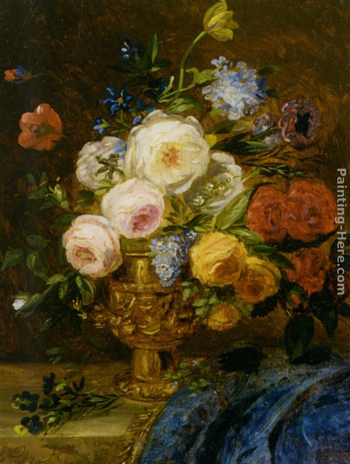 Adriana-Johanna Haanen A Still Life with Flowers in a Golden Vase
